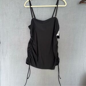NWT Ibiza Black Ruched swimsuit top size 2X built in bra removable‎ pads